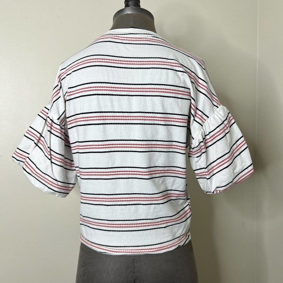 Code X Mode Striped Crop Balloon Sleeve Top Size Small Stretch - Picture 7 of 7